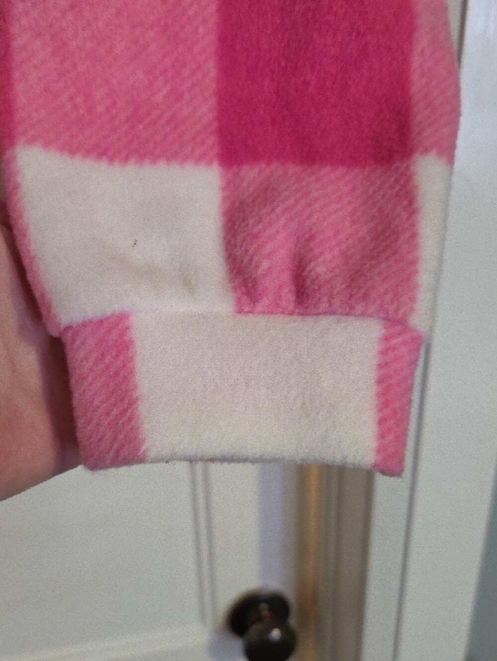 Size 14-16 Columbia Pink and White Check Fleece Zip Jacket - Picture 2 of 10
